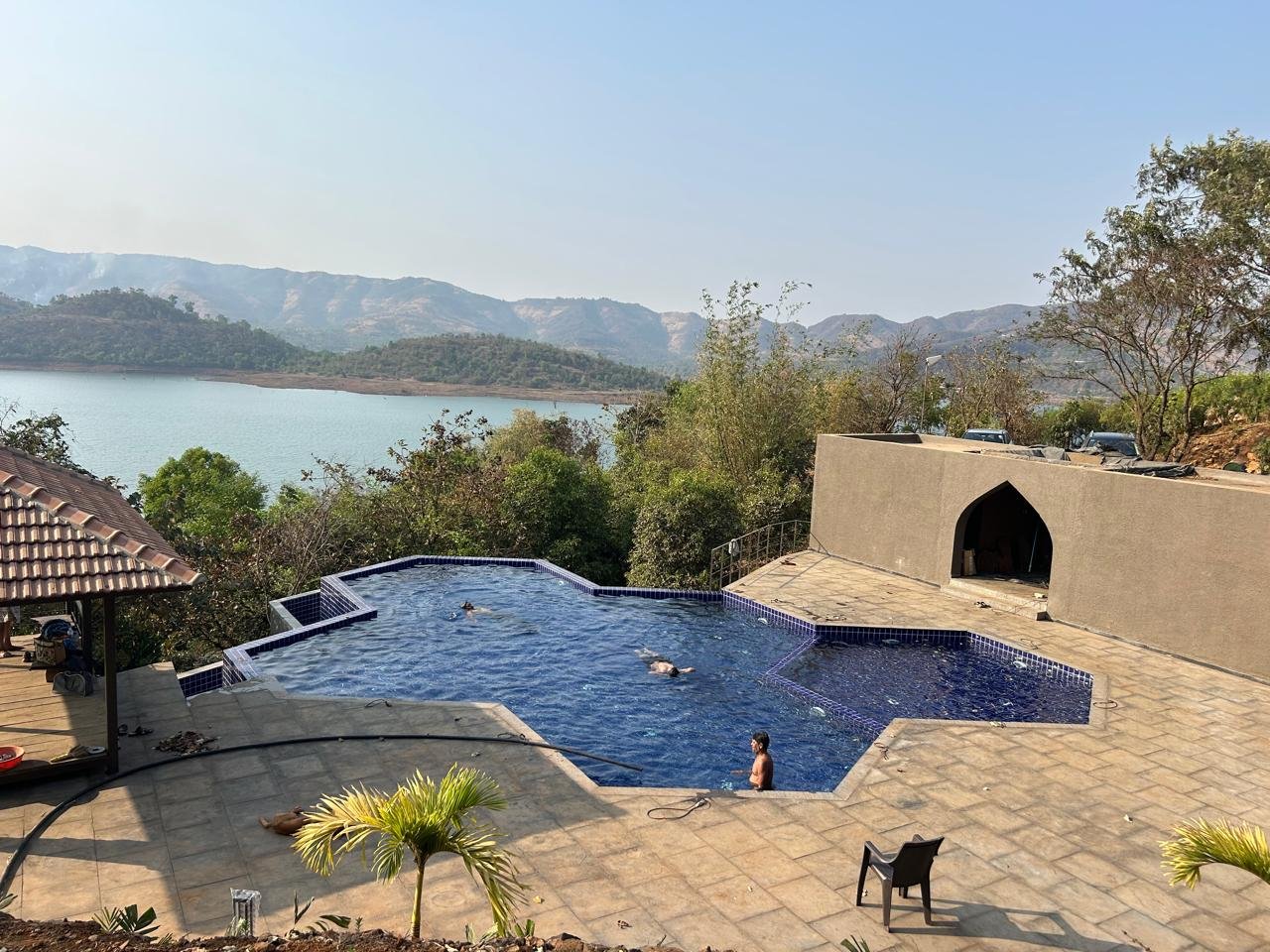 Relaxing by the infinity pool